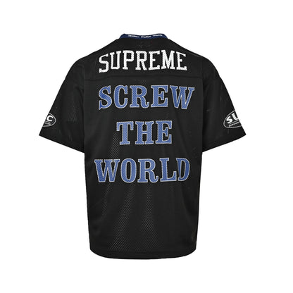 Supreme American V-neck contrast printed mesh football short sleeves