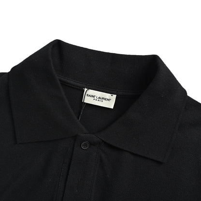 Saint Laurent SLP chest small logo embroidered Polo short sleeves