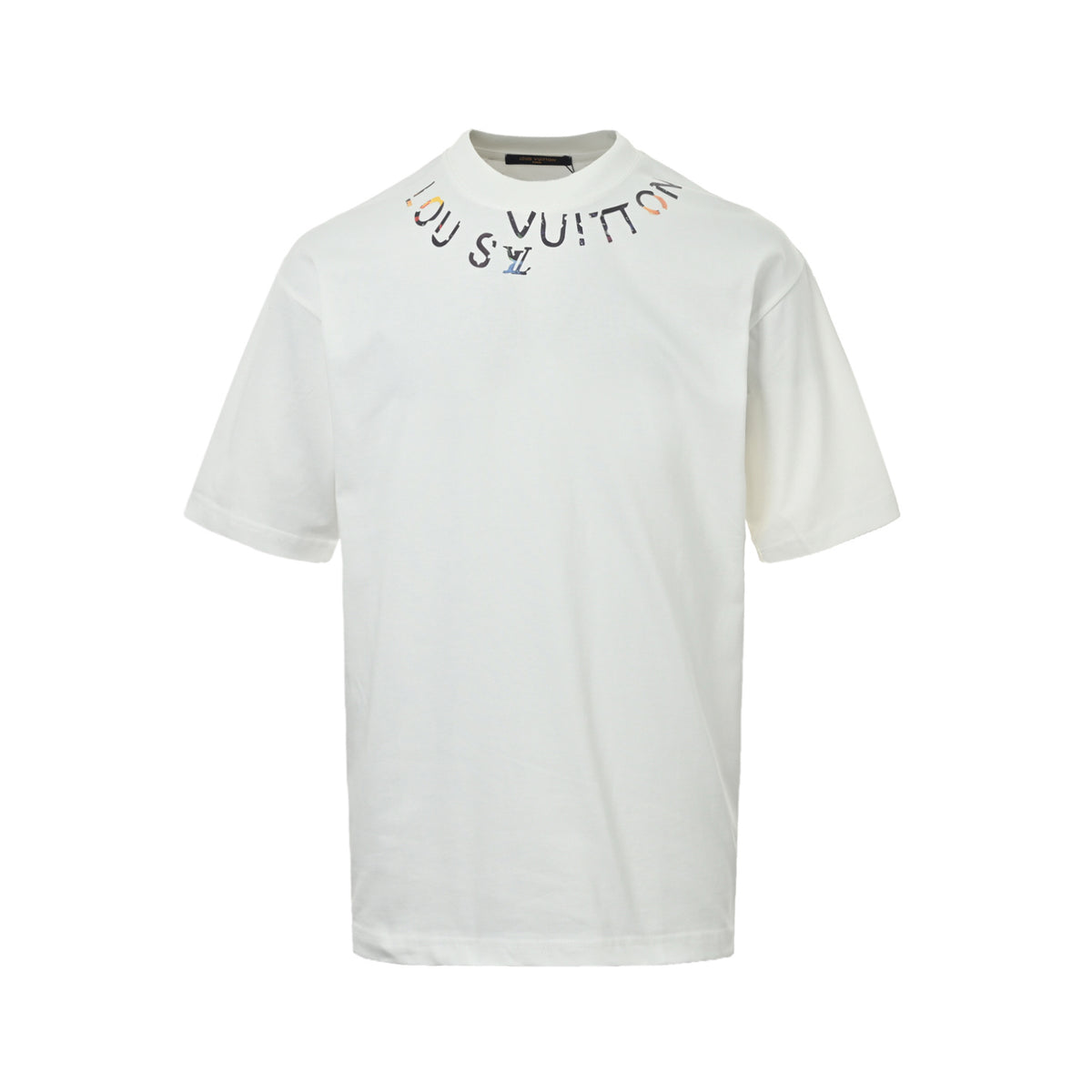 Louis Vuitton 26ss embossed short sleeves with incomplete letters on the neckline