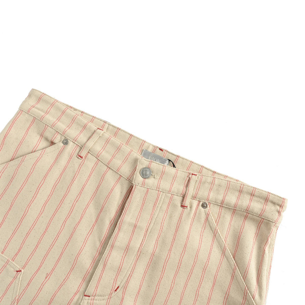 Dior 25ss embroidered letter striped denim shorts
