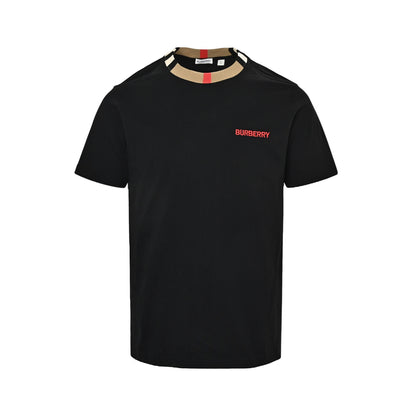 Burberry plaid collar embroidered logo short sleeves