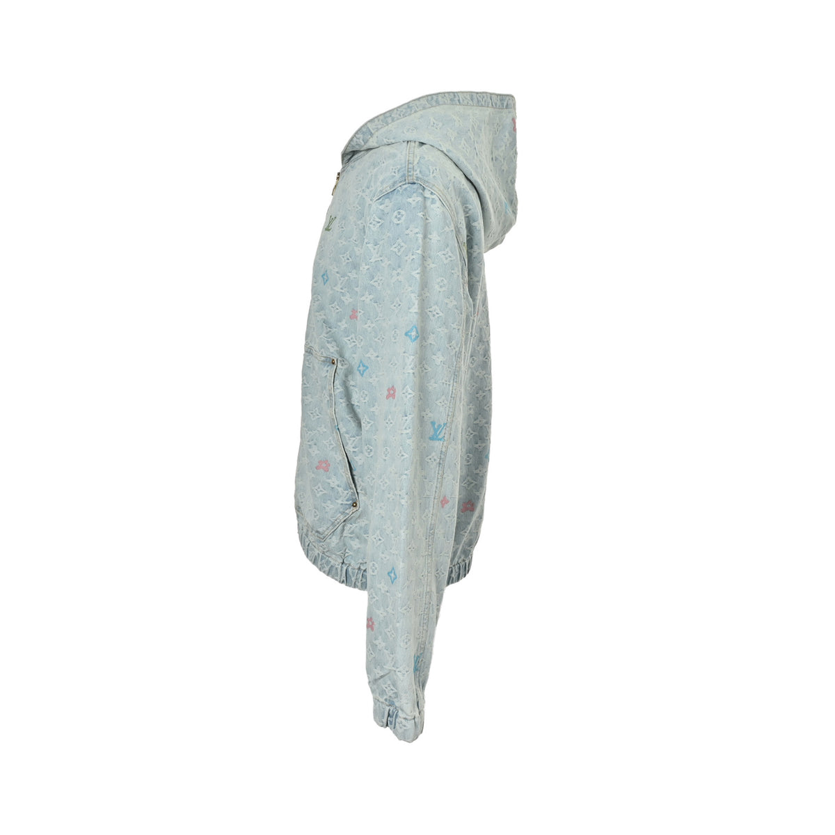 Louis Vuitton 25Fw old flower jacquard embroidered zipper hooded denim jacket