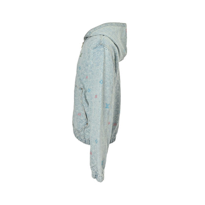 Louis Vuitton 25Fw old flower jacquard embroidered zipper hooded denim jacket