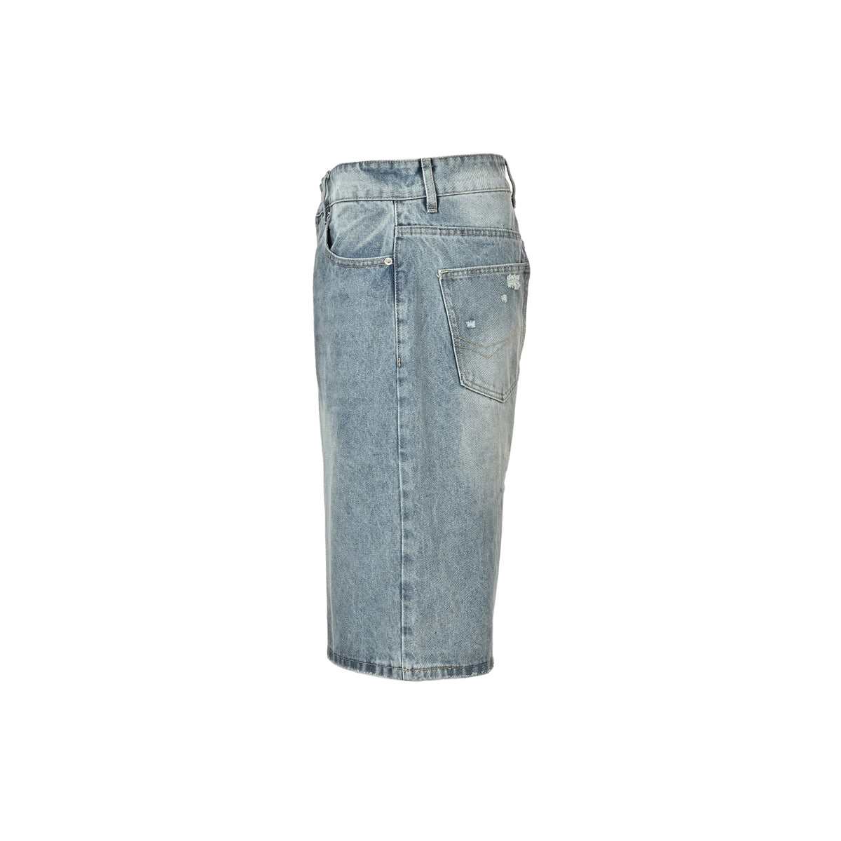 Balenciaga 26ss solid color ripped denim shorts