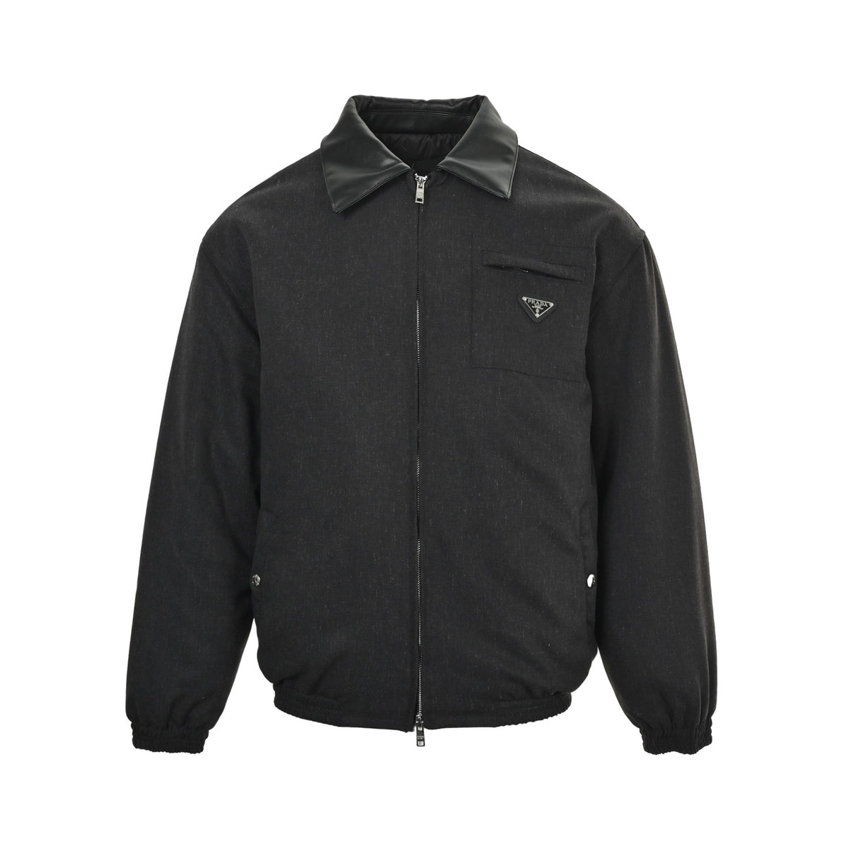 Prada leather collar lapel padded jacket