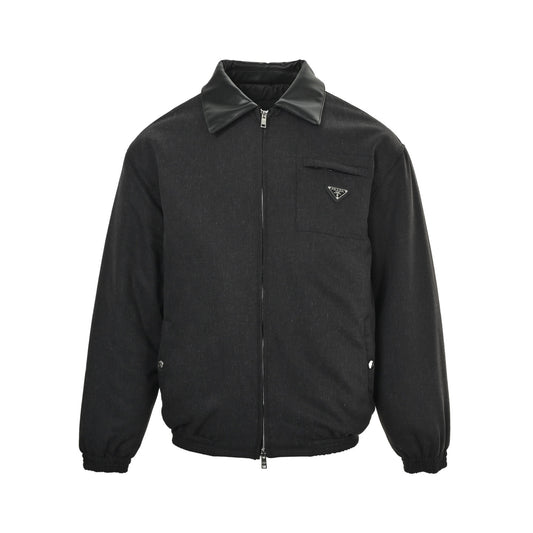 Prada leather collar lapel padded jacket
