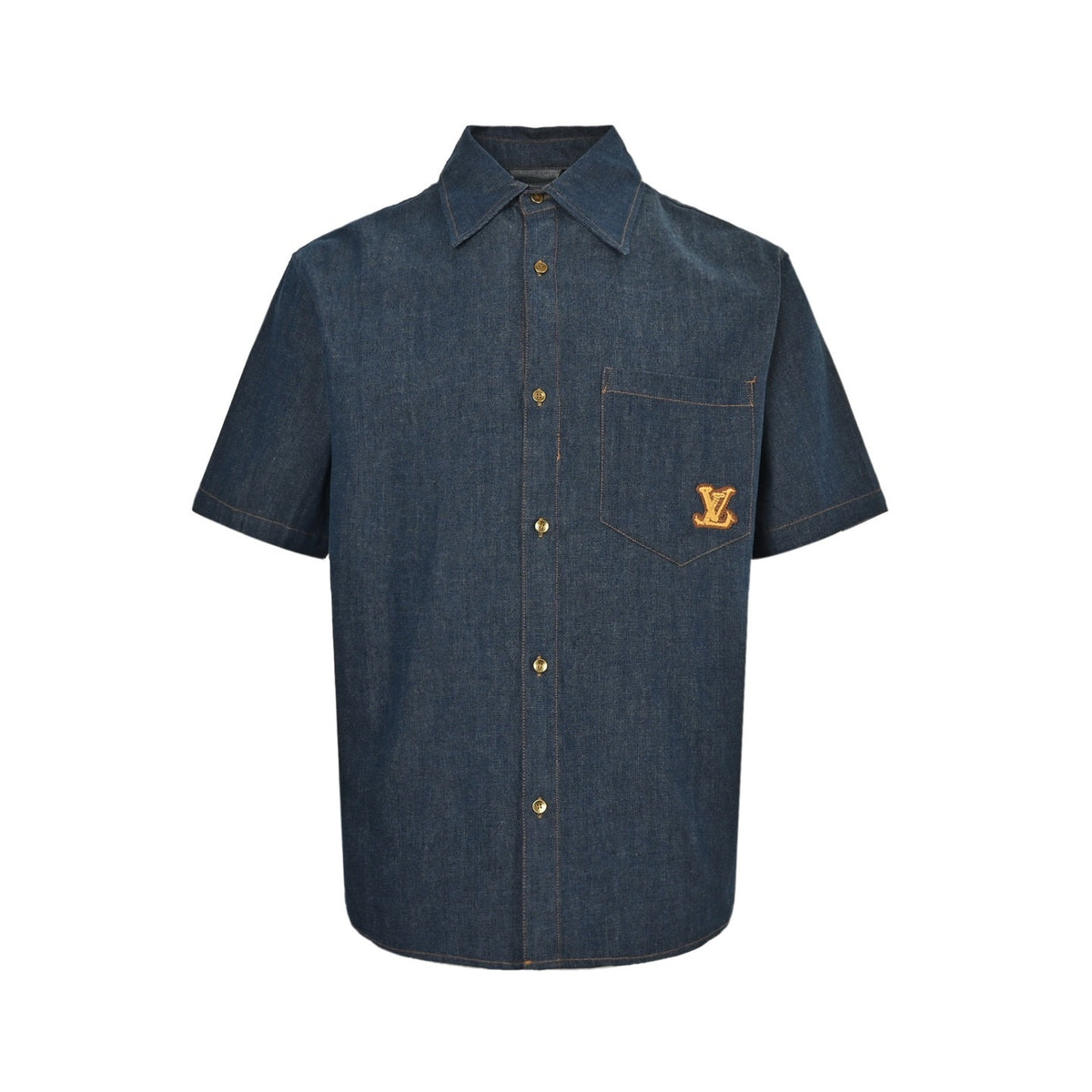 Louis Vuitton 25ss hemp rope embroidery suit denim short-sleeved shirt