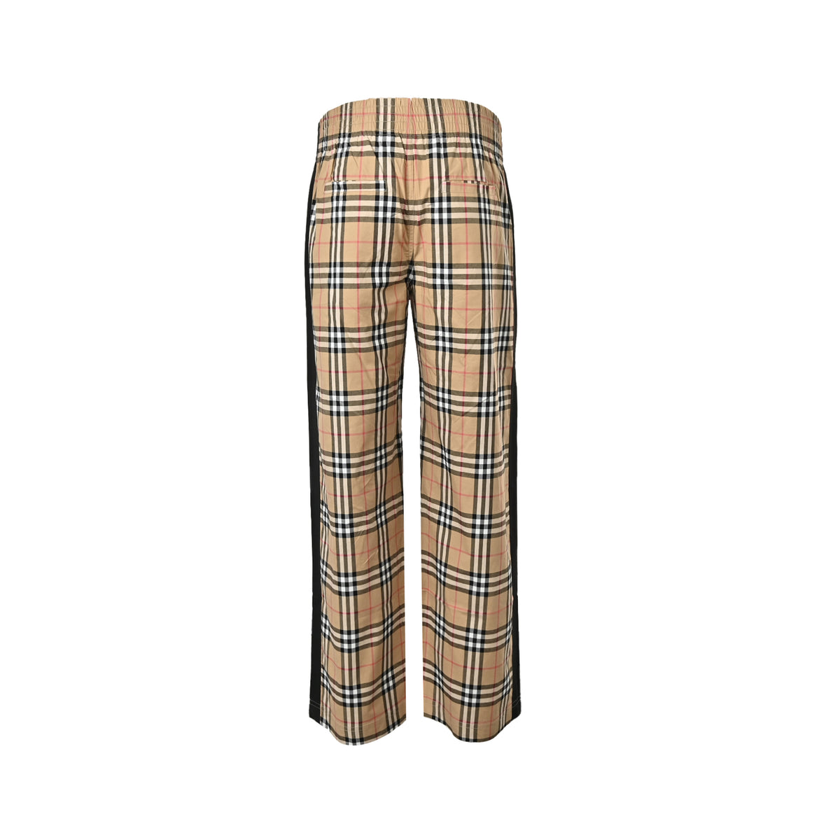 Burberry side striped plaid stretch cotton trousers