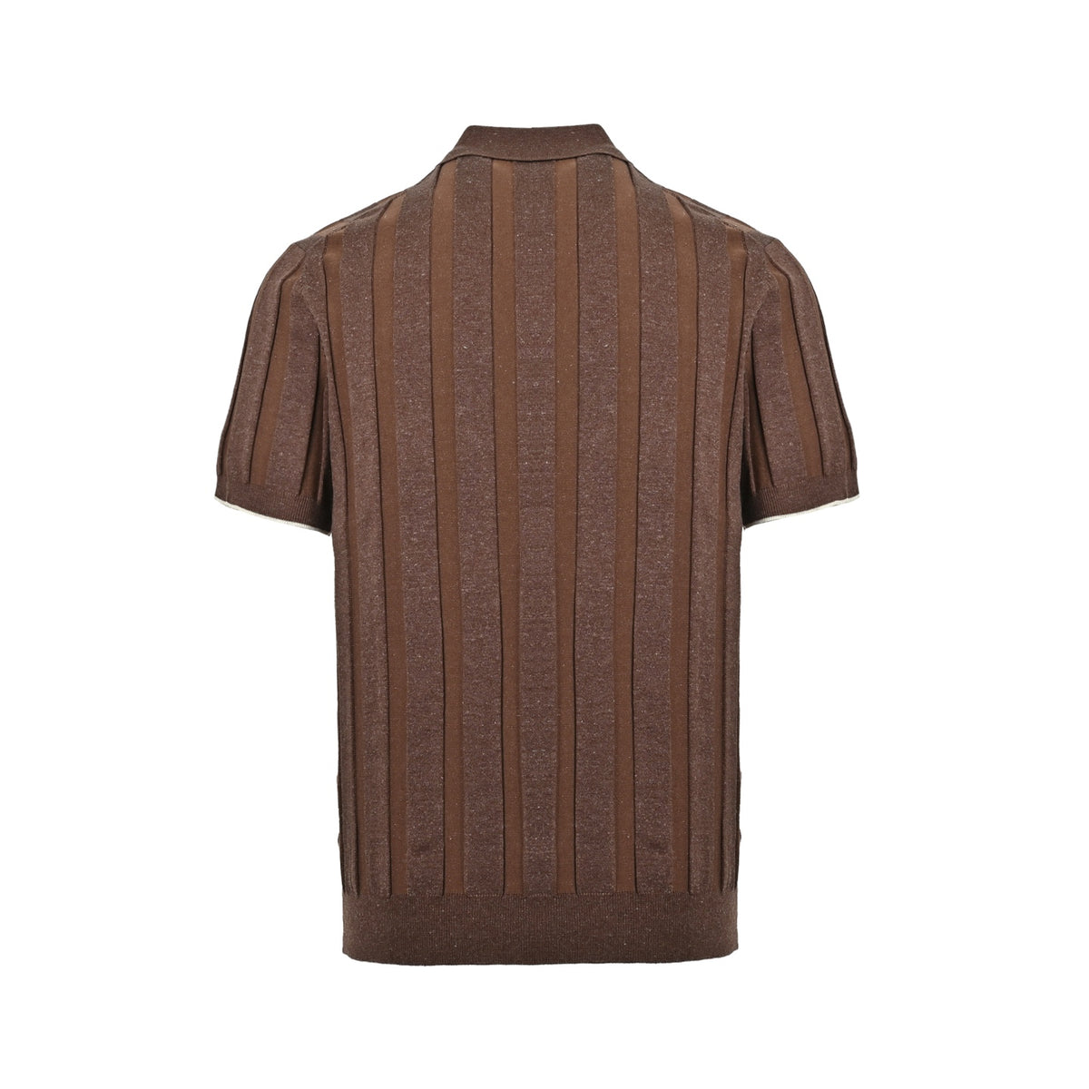 BRUNELLO CUCINELLI/BC vertical lapel ribbed cotton and linen knitted Polo short sleeves