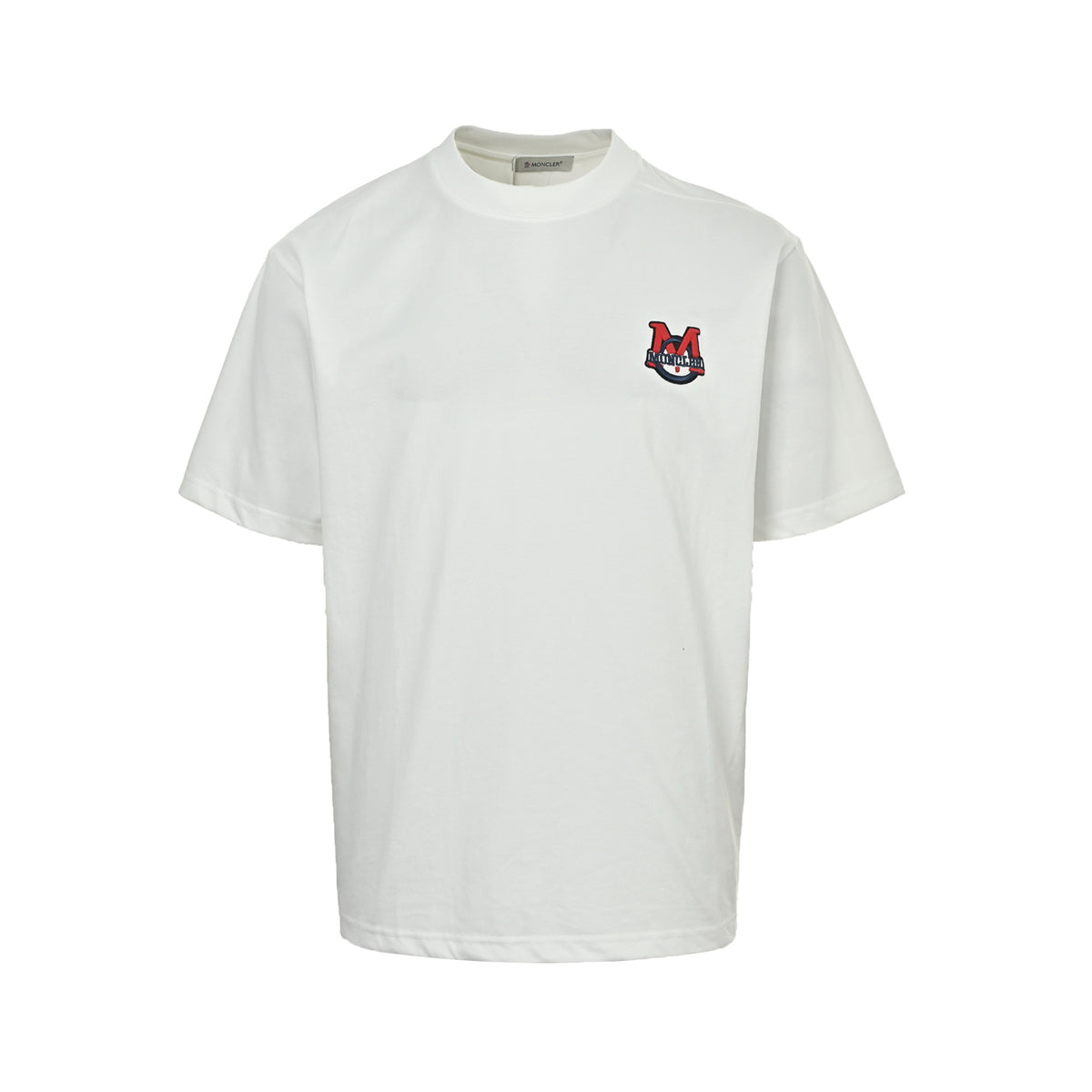Moncler/muzzled back large M patch embroidered round neck short sleeves