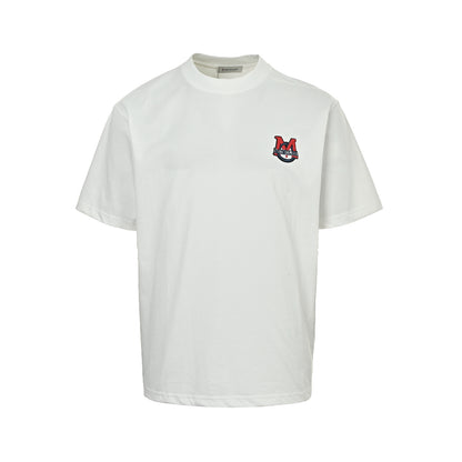 Moncler/muzzled back large M patch embroidered round neck short sleeves
