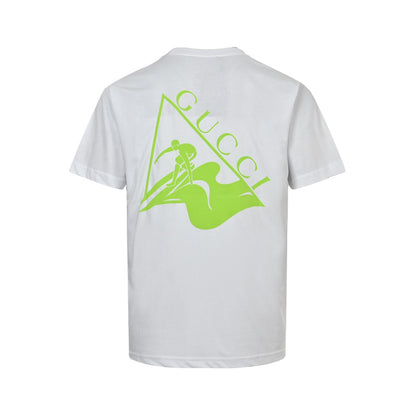 Gucci 25ss surf fluorescent green suede printed short sleeves