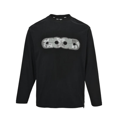 Good Brand 25Fw patchwork sequined knitted long-sleeved T-shirt