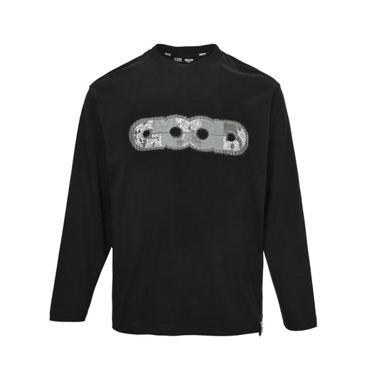 Good Brand 25Fw patchwork sequined knitted long-sleeved T-shirt