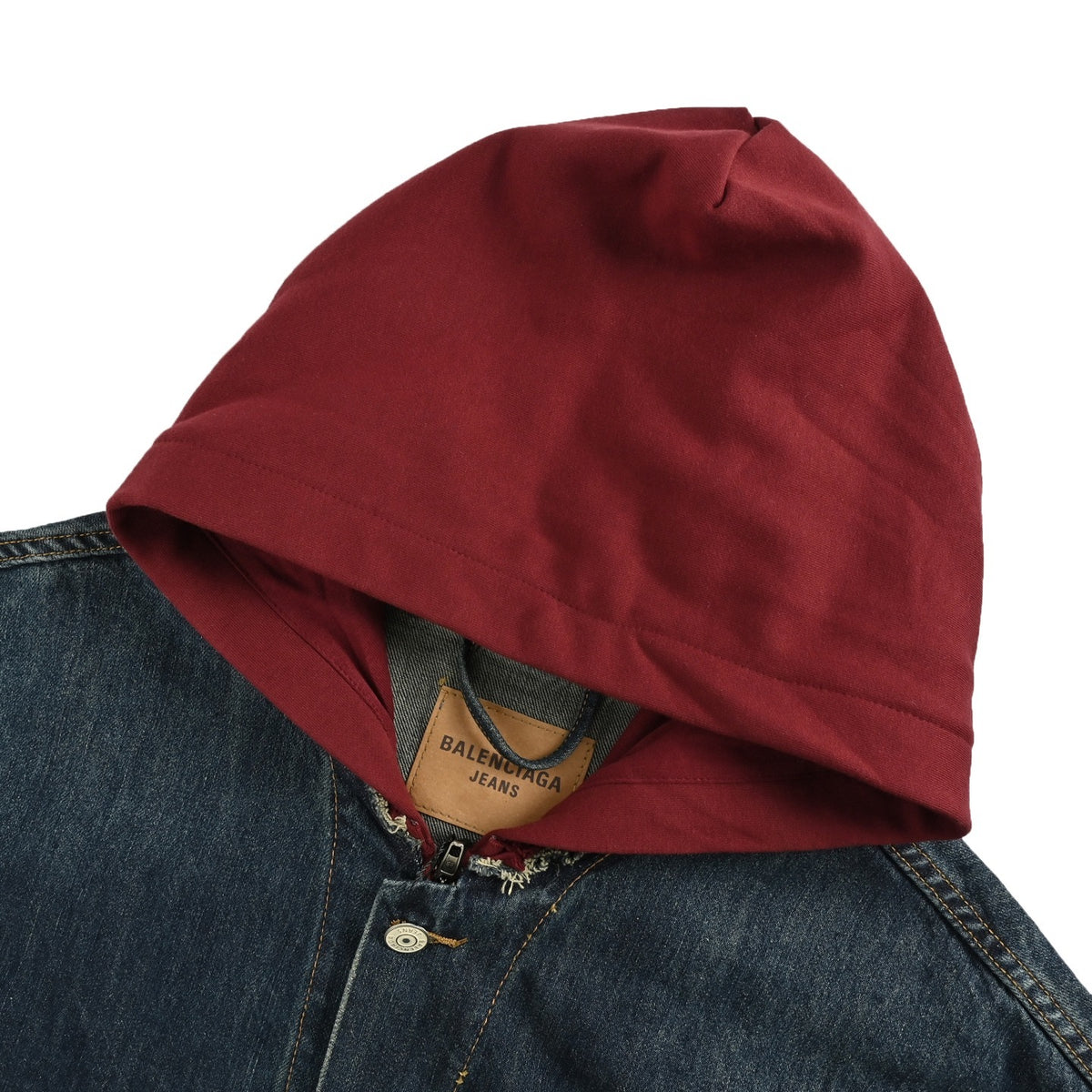 Balenciaga/Balanciaga 25Fw embroidered letters fake two-piece hooded denim jacket