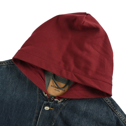 Balenciaga/Balanciaga 25Fw embroidered letters fake two-piece hooded denim jacket