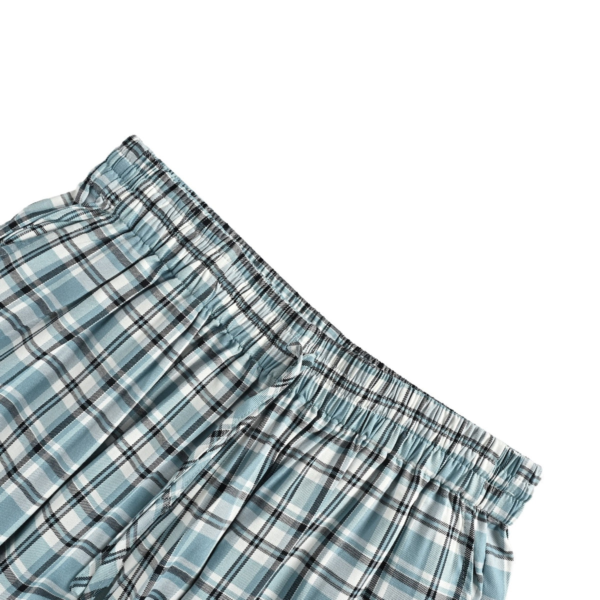 Acne Studios blue and white plaid shorts