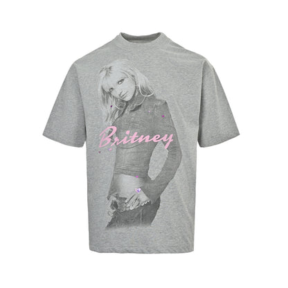 Balenciaga Britney joint printed washed short-sleeves