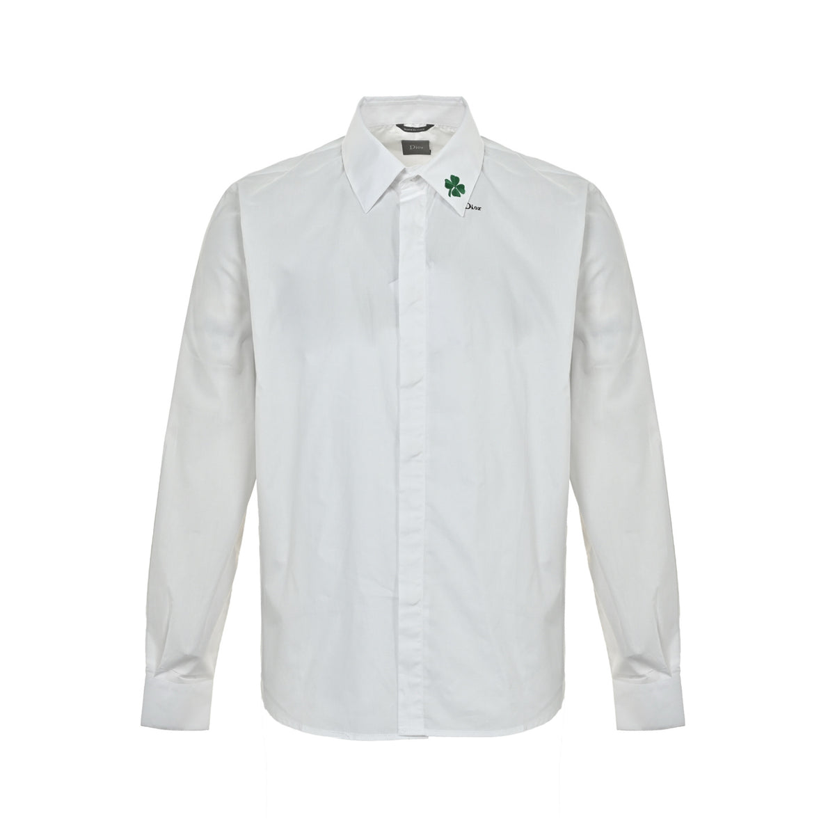 Dior CD four-leaf clover collar embroidered long-sleeved shirt