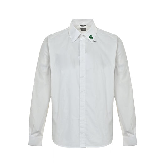 Dior CD four-leaf clover collar embroidered long-sleeved shirt