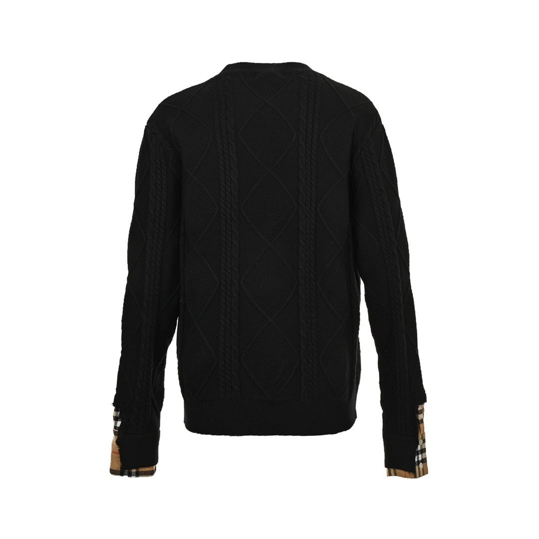 Burberry fake two piece patchwork crew neck sweater