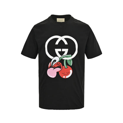 Gucci 24ss cherry embroidered short sleeves