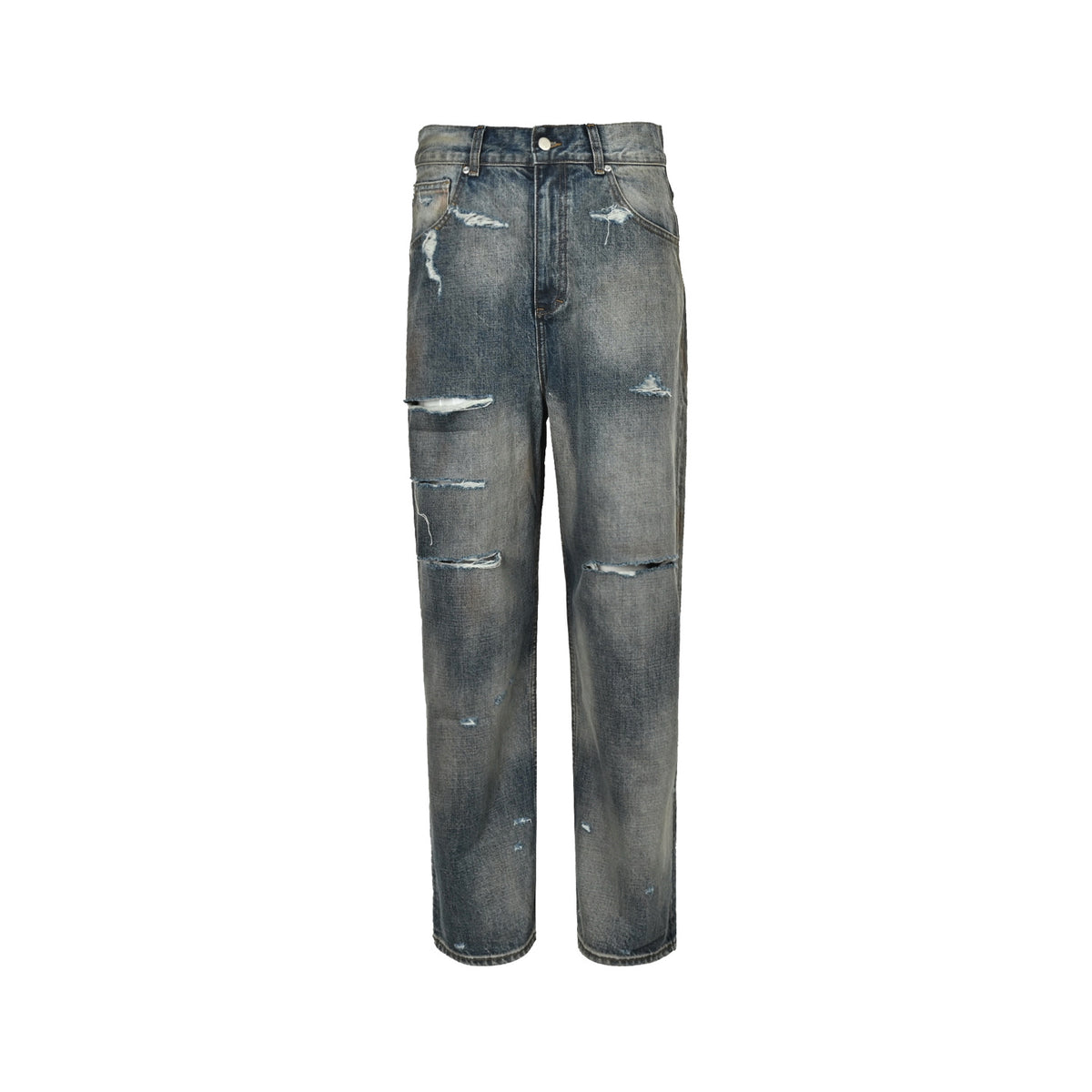 Ancellm25ss heavy duty washed damaged jeans