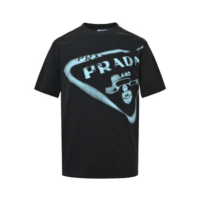 Prada 26ss inverted triangle inkjet printed logo short sleeves