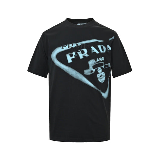 Prada 26ss inverted triangle inkjet printed logo short sleeves