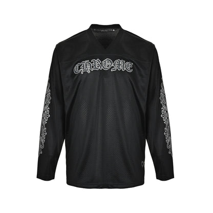 Chrome Hearts/Chrome Heart Glitter Sanskrit Hockey Mesh Long Sleeve