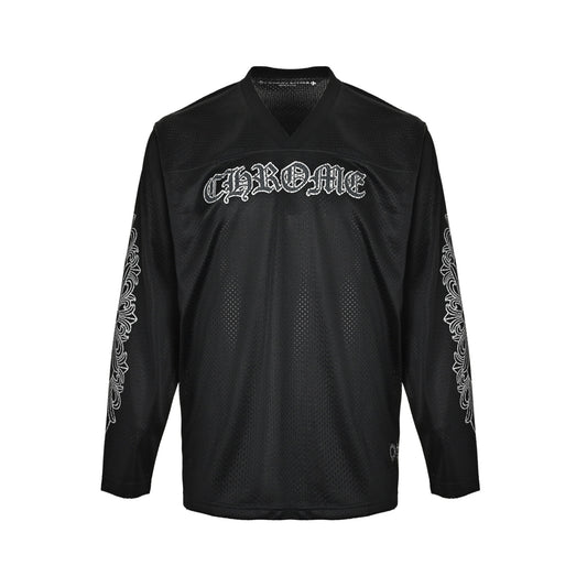 Chrome Hearts/Chrome Heart Glitter Sanskrit Hockey Mesh Long Sleeve