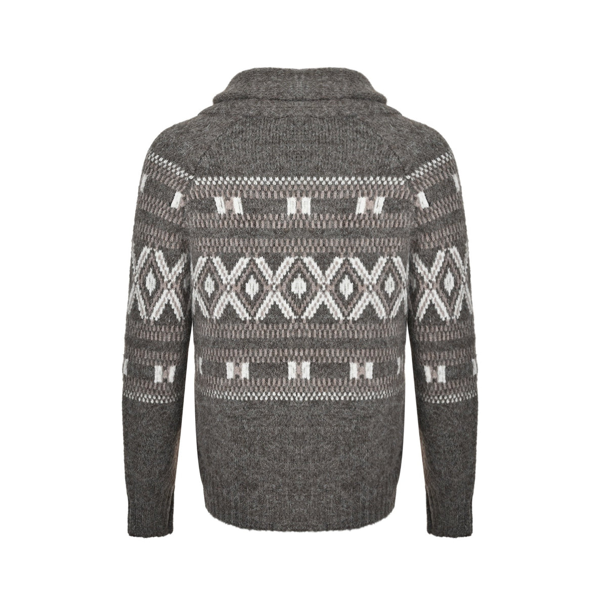 BC Fair Isle jacquard shawl collar cardigan sweater