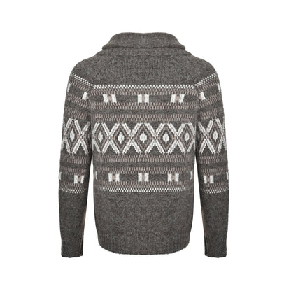 BC Fair Isle jacquard shawl collar cardigan sweater