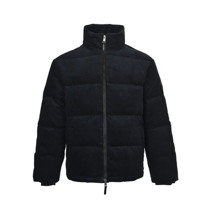 Burberry War Horse Leather Corduroy Stand Collar Down Jacket