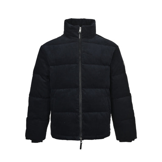 Burberry War Horse Leather Corduroy Stand Collar Down Jacket