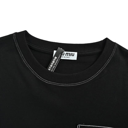 Miu Miu topstitch embroidered logo short sleeves