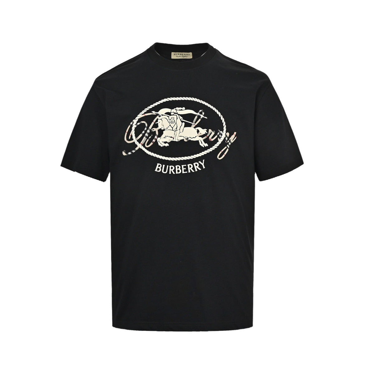 Burberry plaid signature letter war horse print short sleeves