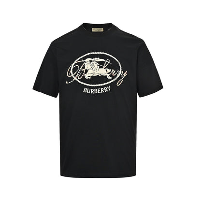 Burberry plaid signature letter war horse print short sleeves