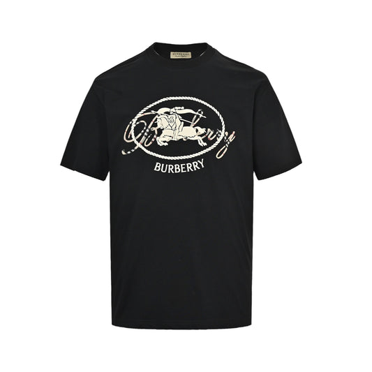 Burberry plaid signature letter war horse print short sleeves