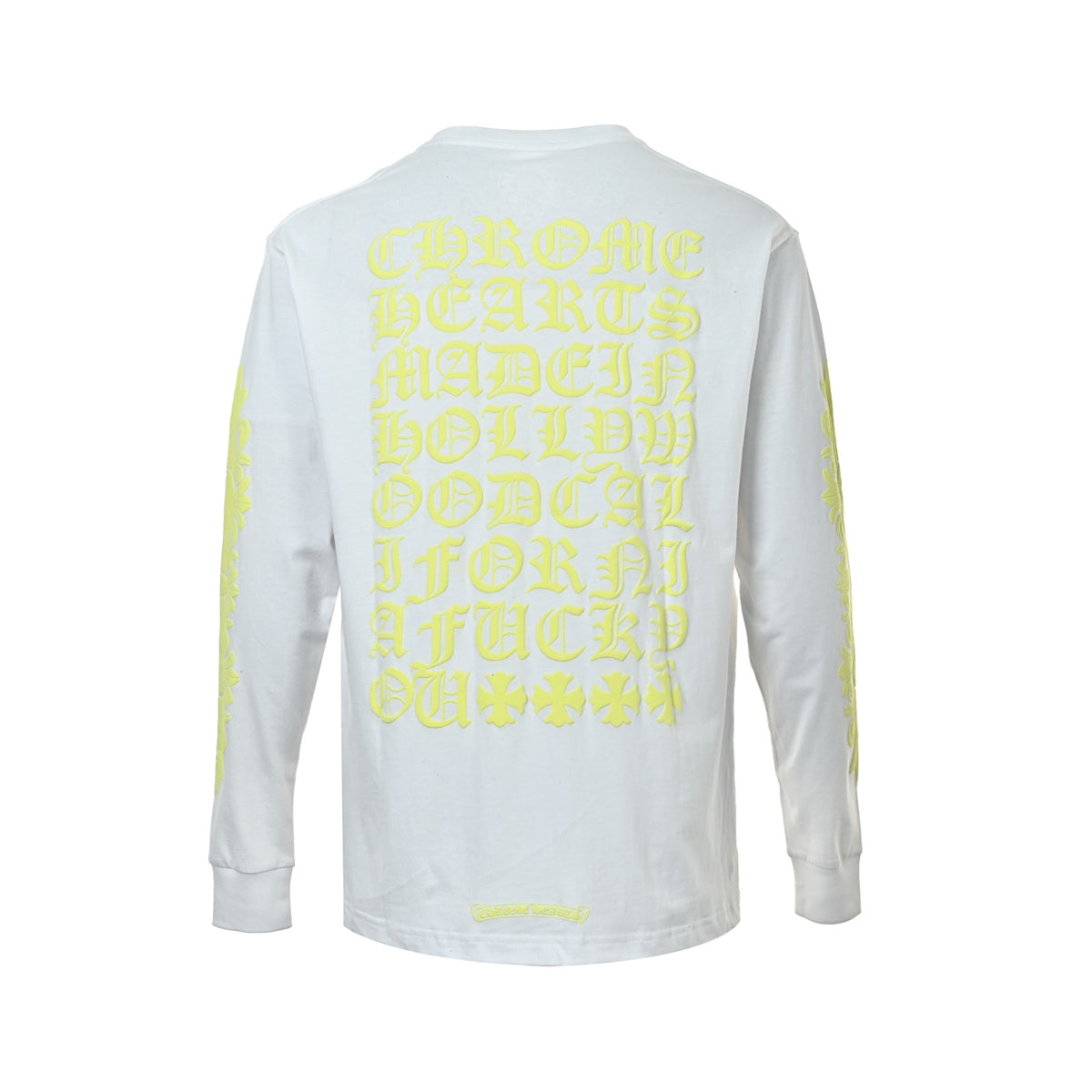 Chrome Hearts/Chrome Heart Cross Flower Arm Back Yellow Sanskrit Printed Long Sleeves