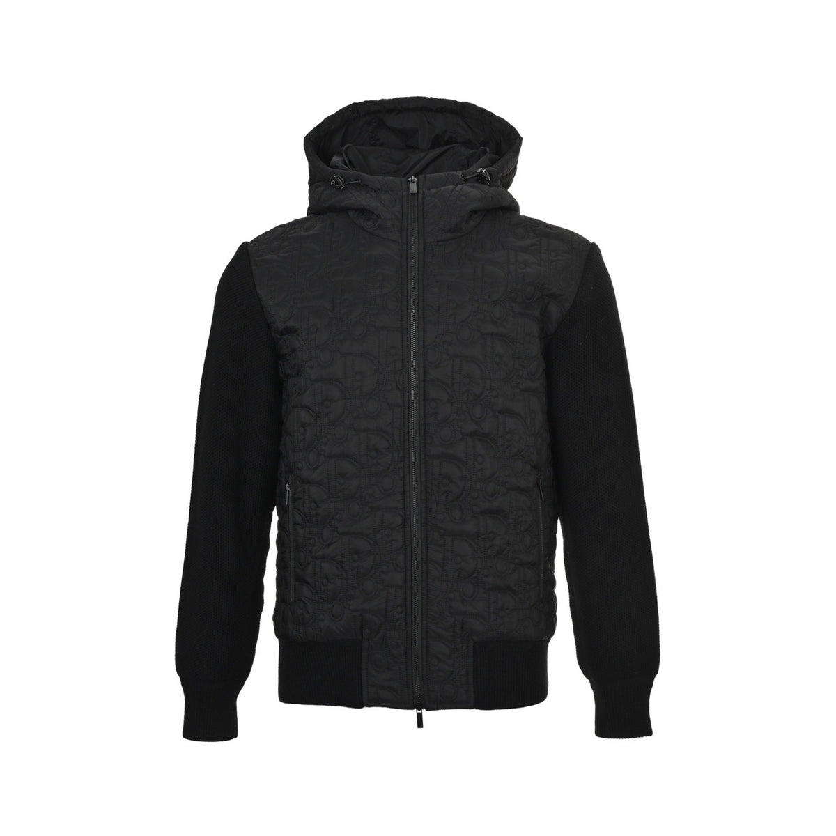 Dior 24Fw quilted monogram knitted patchwork hooded cotton jacket