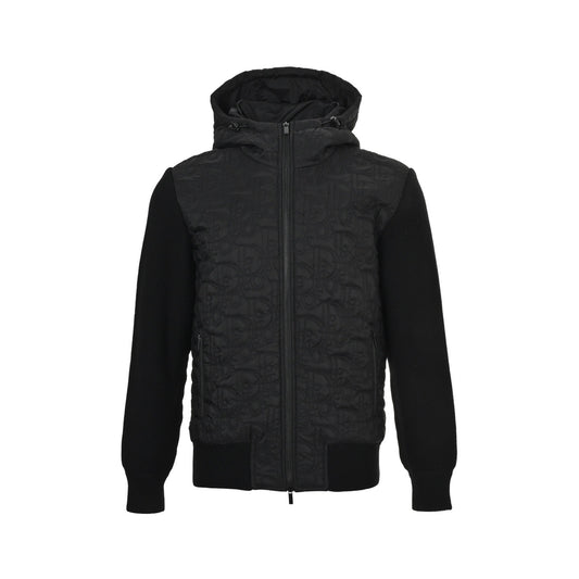 Dior 24Fw quilted monogram knitted patchwork hooded cotton jacket