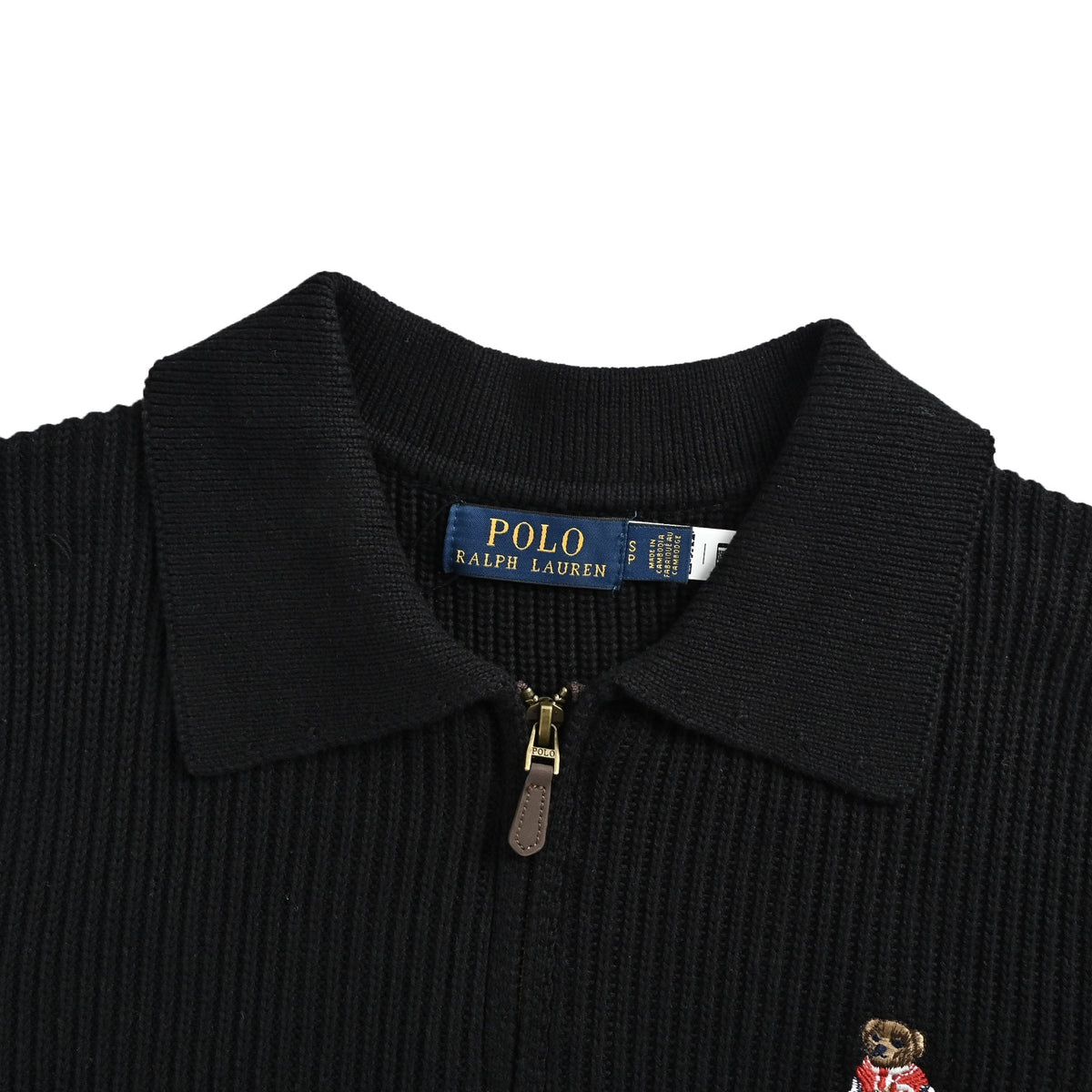 Ralph Lauren Hua bear embroidered half-zip knitted short sleeves
