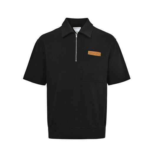 BOTTEGA VENETA/BV woven leather half-zip Polo short sleeves