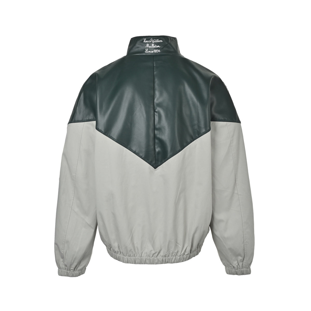 Louis Vuitton 25FW gray green leather patchwork jacket