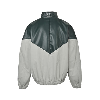 Louis Vuitton 25FW gray green leather patchwork jacket