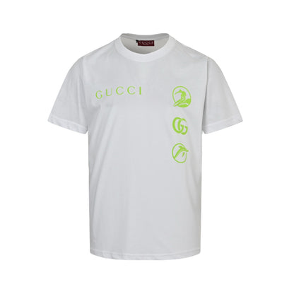 Gucci 25ss surf fluorescent green suede printed short sleeves