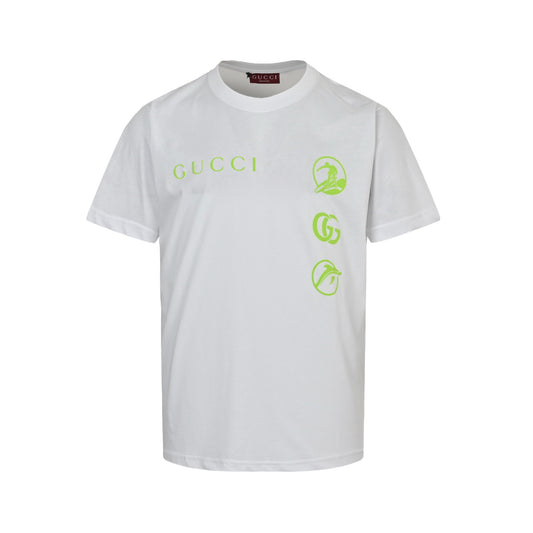 Gucci 25ss surf fluorescent green suede printed short sleeves