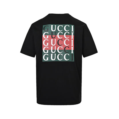 Gucci 25ss shadow double G back letter logo short sleeves