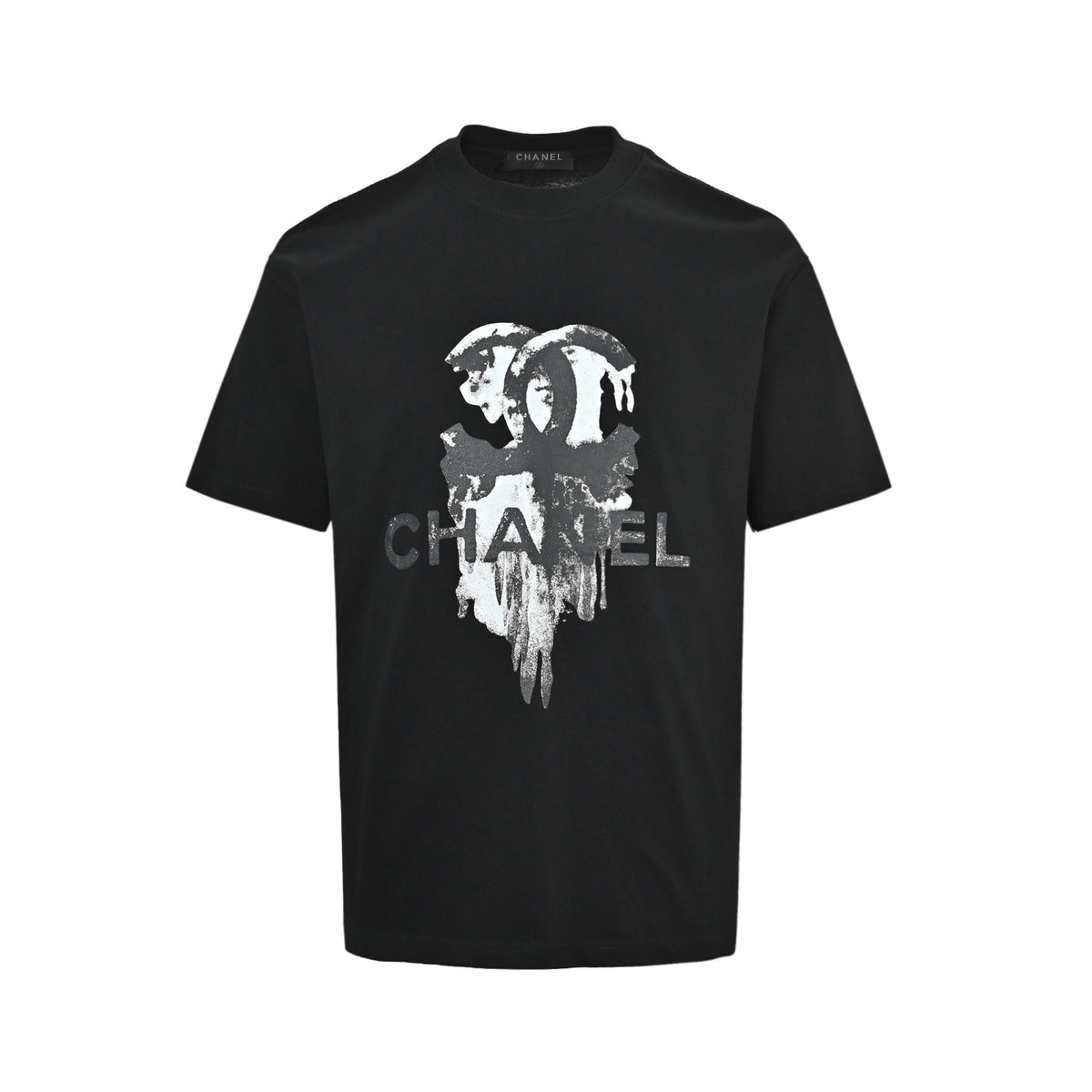 Chanel 26ss old splash ink double C printed short sleeves